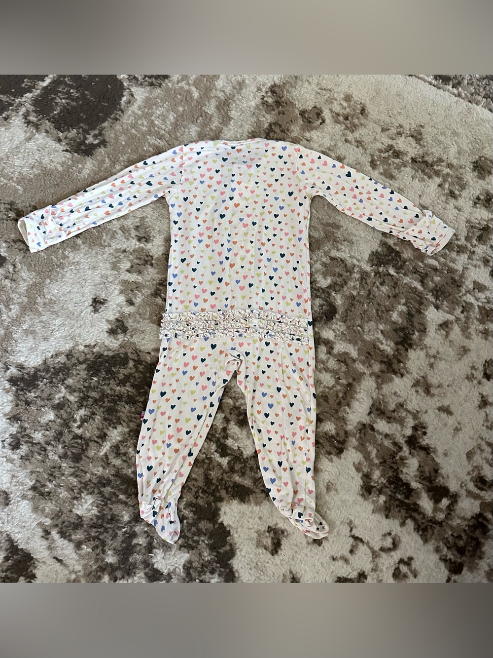 Magnetic Me White One-Piece Footie with Multicolor Hearts